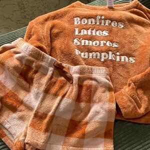 Cozy Autumn Kids Pajama Set - Orange Plaid